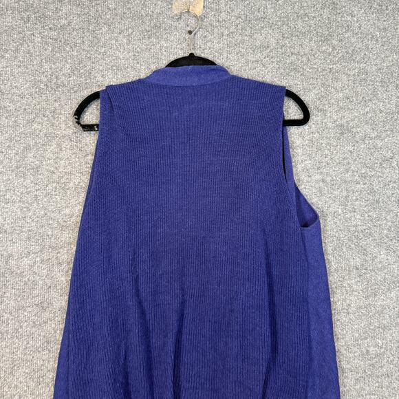 Eileen Fisher Sweater Womens 1X Blue Silk Cotton Sleeveless Cardigan Plus Size - Picture 10 of 10